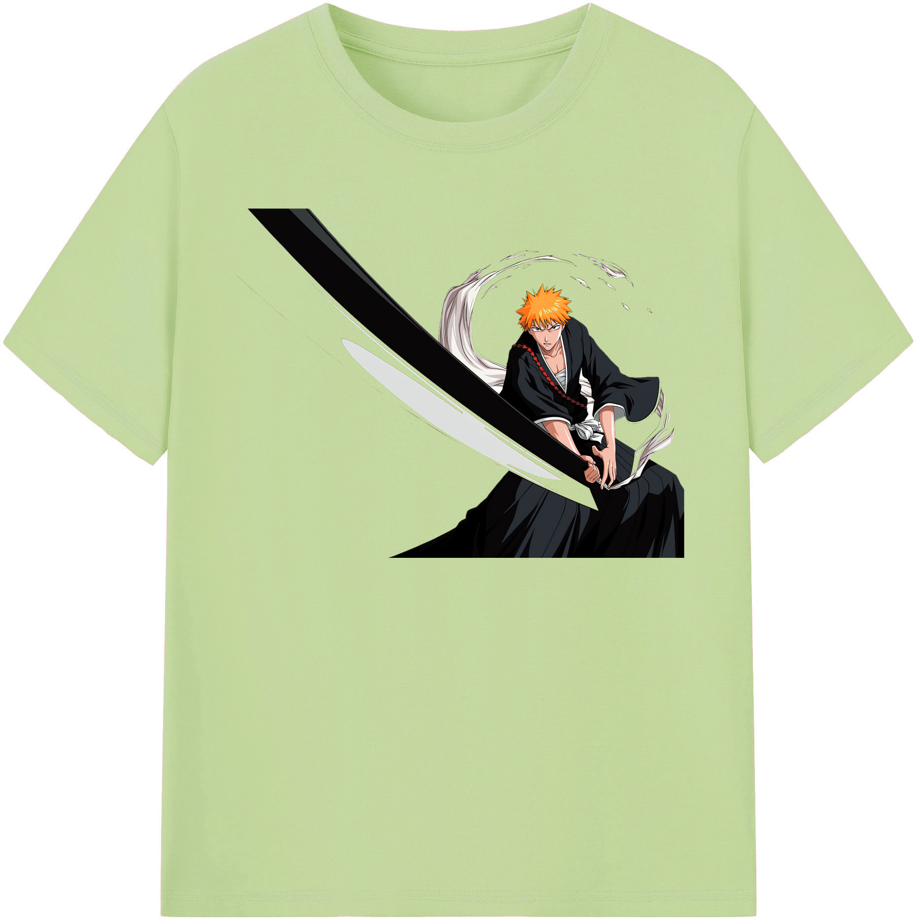 （画像用） ブリーチ 黒崎一護（くろさき いちご）BLEACH Kurosaki Ichigo 綿100％半袖Tシャツ（フロントプリント）